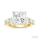 1 1/5 Ctw Princess Shape Round Cut Diamond Semi-Mount Engagement Ring in 14K Yellow and White Gold